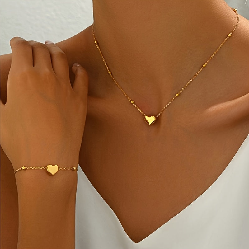 Fleuroux® | Ensemble de Cœur Fait Main Collier & Bracelet