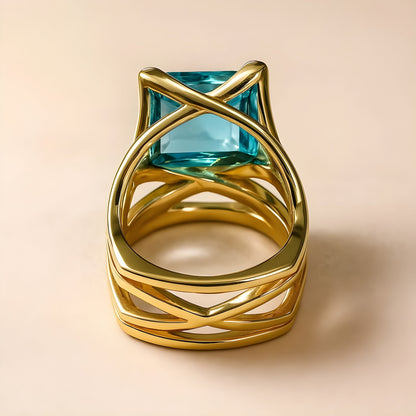 Bague Vintage Or Bleu Zirconia