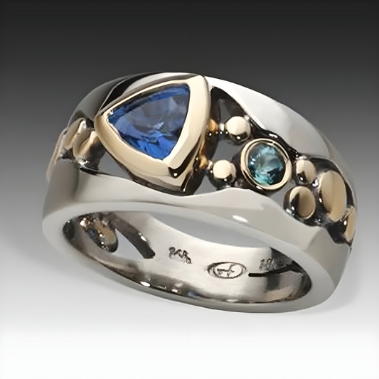 Bague Vintage avec Cristal Bleu