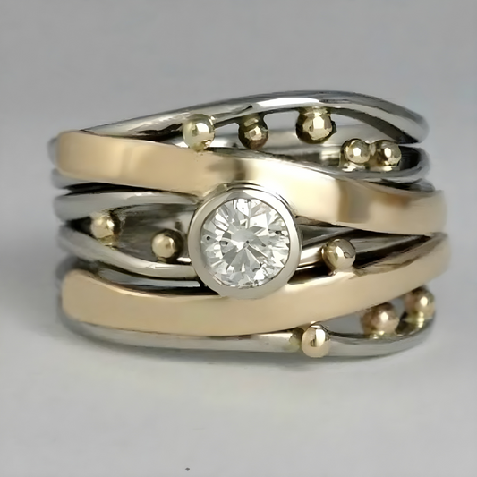 Bague Vintage Couleur Or avec Zirconia