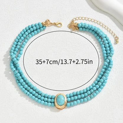Collier en perles turquoise vintage élégant