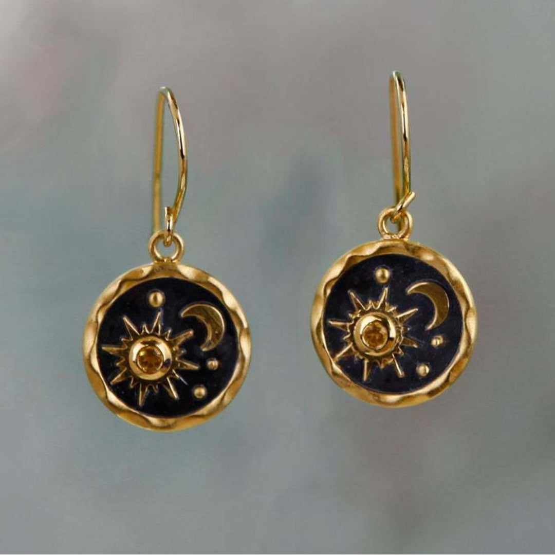 Boucles d'Oreilles Boho Soleil et Lune