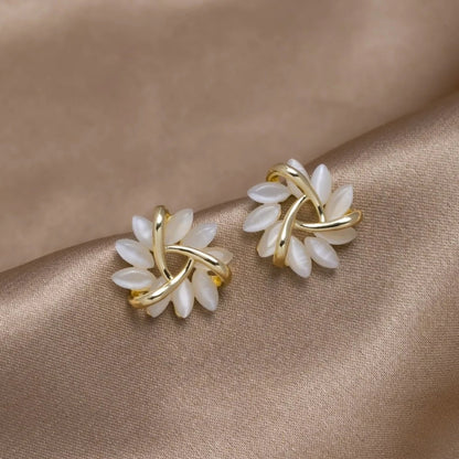 Boucles d'oreilles Ronde Opale Fleur