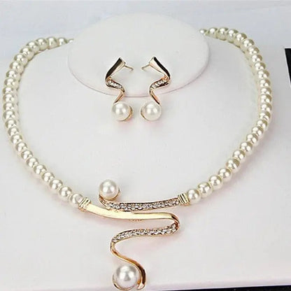 Ensemble Collier et Boucles d'Oreilles avec Perles Naturelles