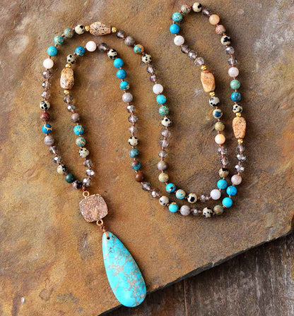 Collier en forme de goutte en jaspe druzy