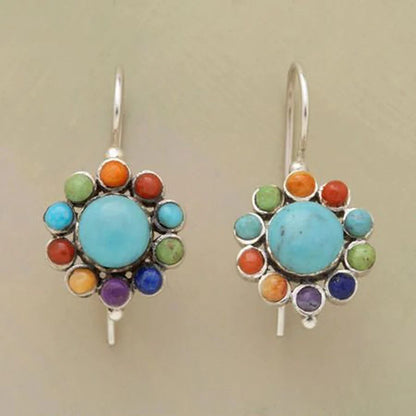 Boucles d'oreilles créoles turquoises multicolores