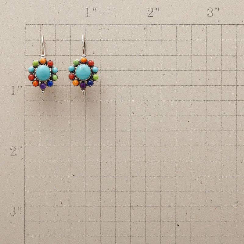 Boucles d'oreilles créoles turquoises multicolores
