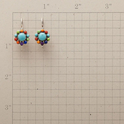 Boucles d'oreilles créoles turquoises multicolores