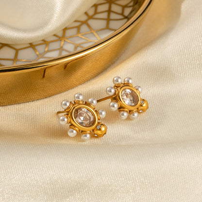 Boucles d'oreilles élégantes en or avec perle