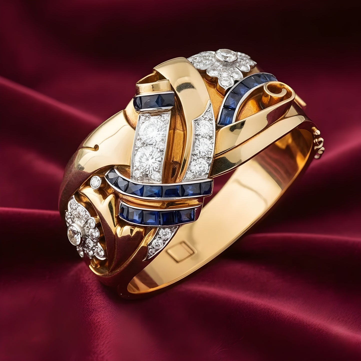 Bague Vintage Or Bleu Zirconia
