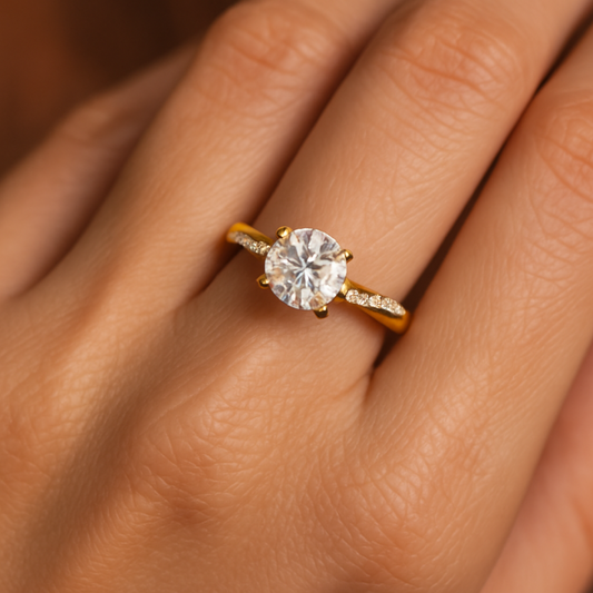 Bague en Cristal Vintage Or et Argent
