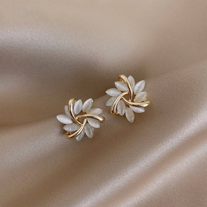 Boucles d'oreilles Ronde Opale Fleur