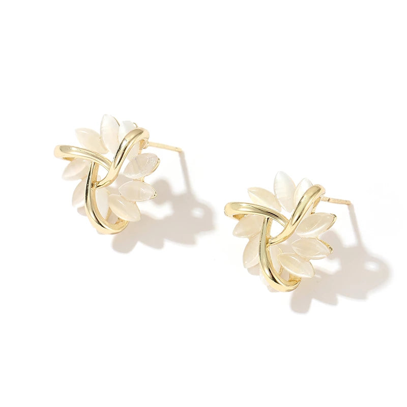 Boucles d'oreilles Ronde Opale Fleur