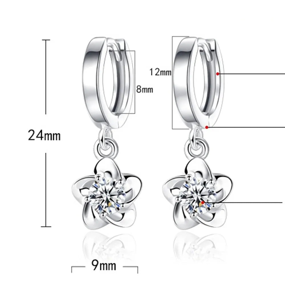 Boucles d'oreilles en argent sterling avec zirconia violets et blancs