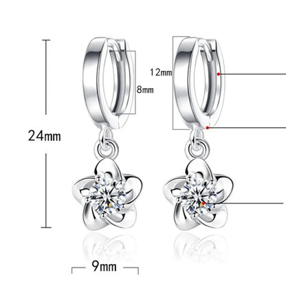 Boucles d'oreilles en argent sterling avec zirconia violets et blancs