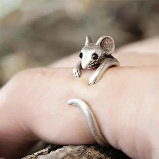 Bague en Argent Vintage en Forme de Souris