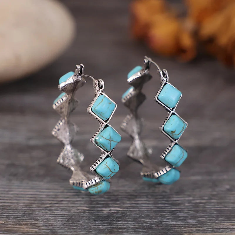 Boucles d'oreilles Vintage Turquoise en forme de U