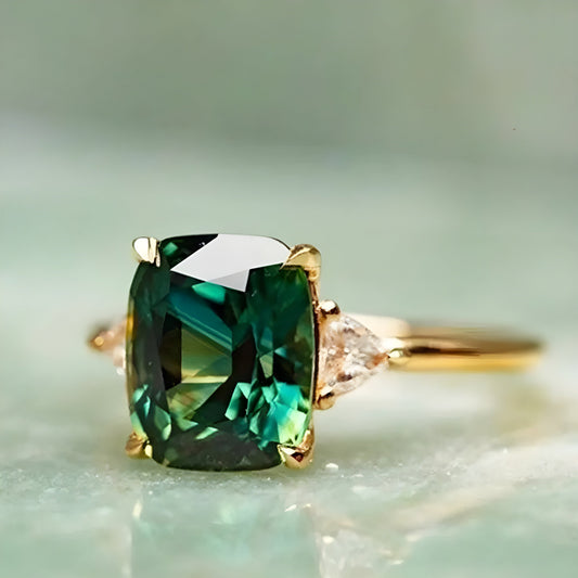 Bague Émeraude Élégante Fyrkantig