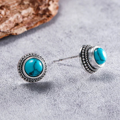 Boucles d'oreilles vintage bohémiennes imitation turquoise