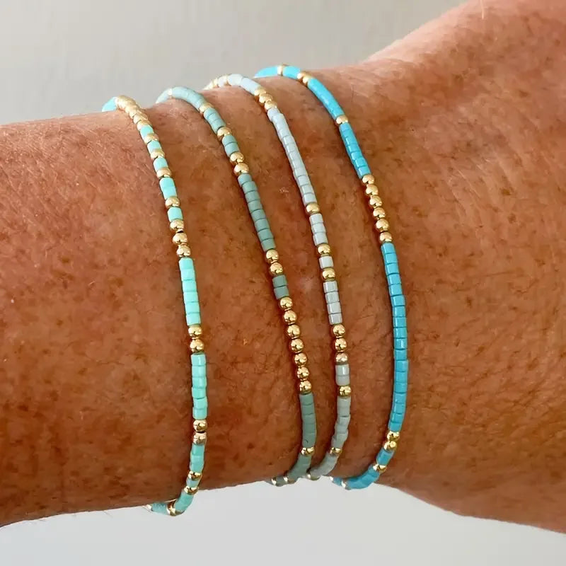Ensemble de bracelets en perles turquoises Chic Bohème