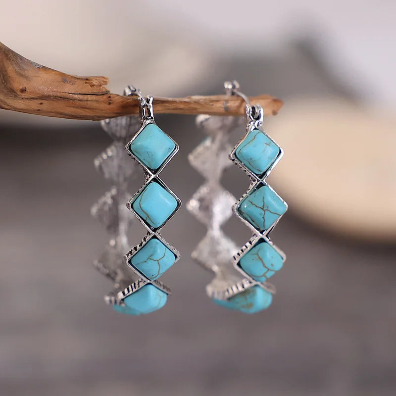 Boucles d'oreilles Vintage Turquoise en forme de U