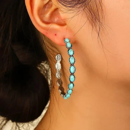 Boucles d'oreilles circulaires vintage bohémiennes turquoises