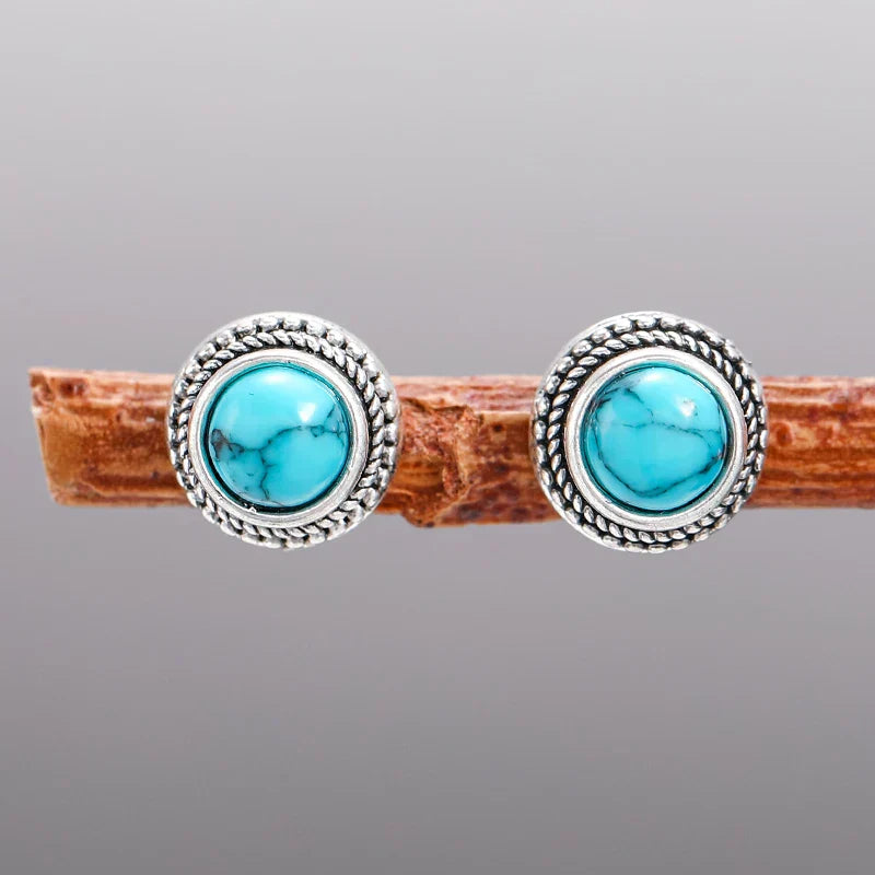 Boucles d'oreilles vintage bohémiennes imitation turquoise