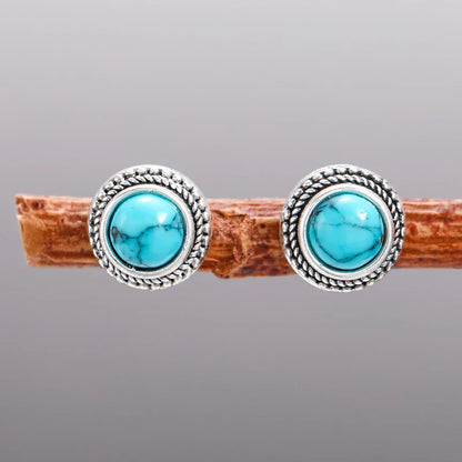 Boucles d'oreilles vintage bohémiennes imitation turquoise