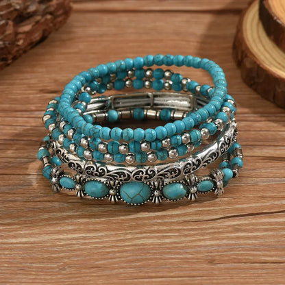 Ensemble de Bracelets en Perles Turquoises Bohèmes