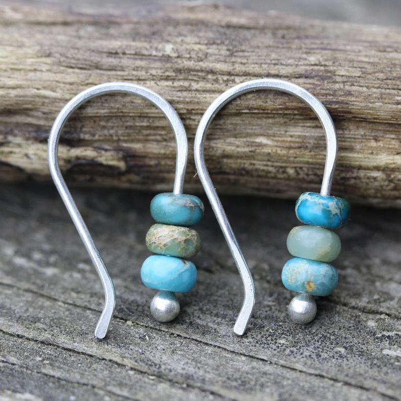 Boucles d'Oreilles Perles Turquoise