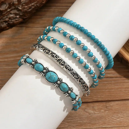 Ensemble de Bracelets en Perles Turquoises Bohèmes