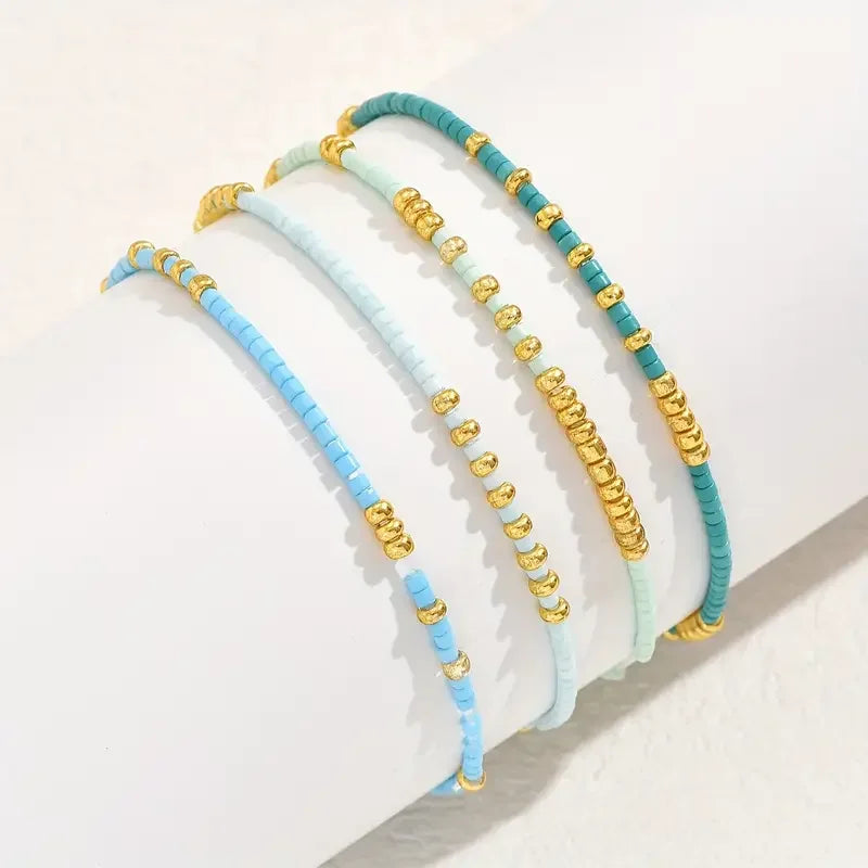 Ensemble de bracelets en perles turquoises Chic Bohème