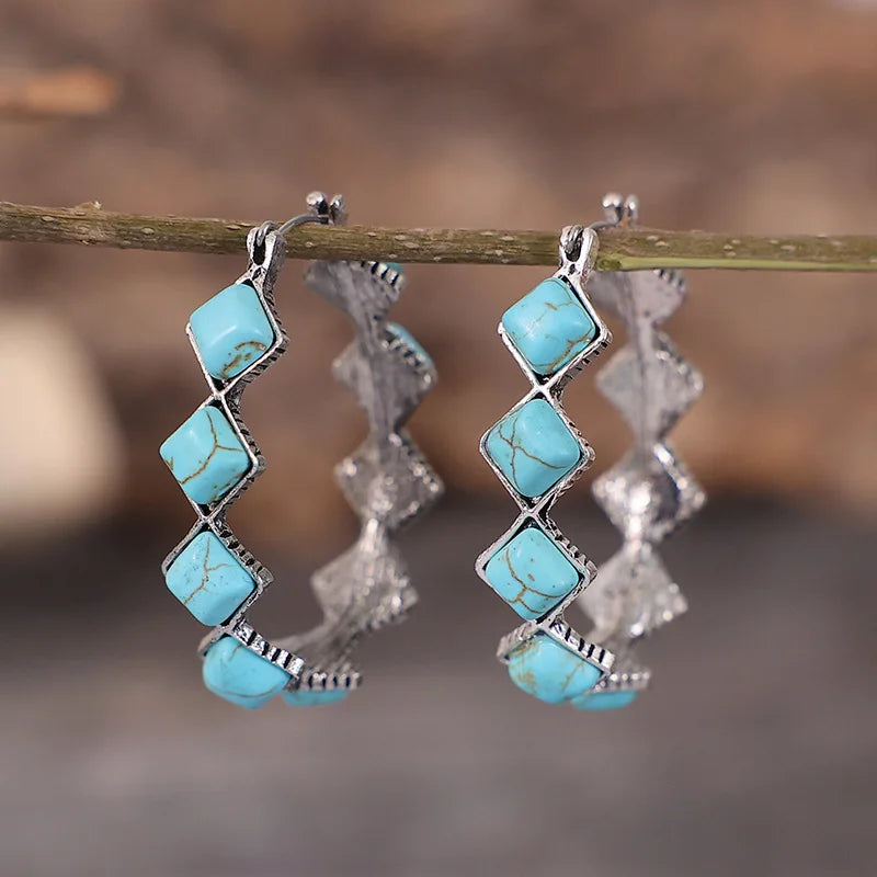 Boucles d'oreilles Vintage Turquoise en forme de U