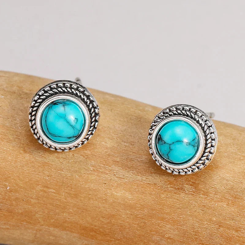 Boucles d'oreilles vintage bohémiennes imitation turquoise