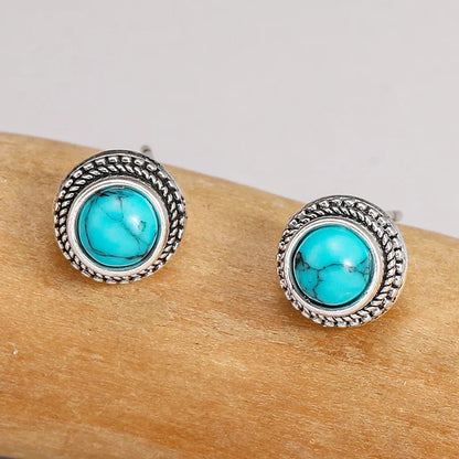 Boucles d'oreilles vintage bohémiennes imitation turquoise