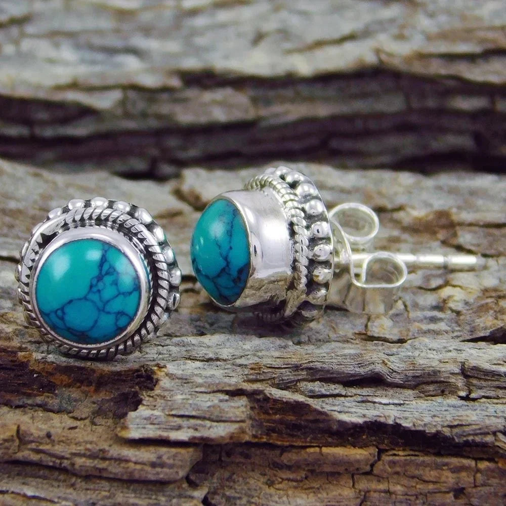 Boucles d'oreilles vintage bohémiennes imitation turquoise