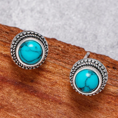 Boucles d'oreilles vintage bohémiennes imitation turquoise