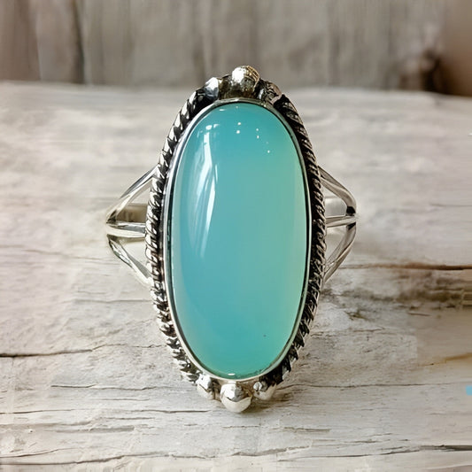 Bague de déclaration en argent sterling vintage avec turquoise