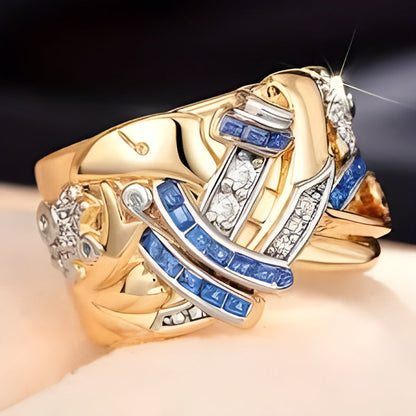 Bague Vintage Or Bleu Zirconia