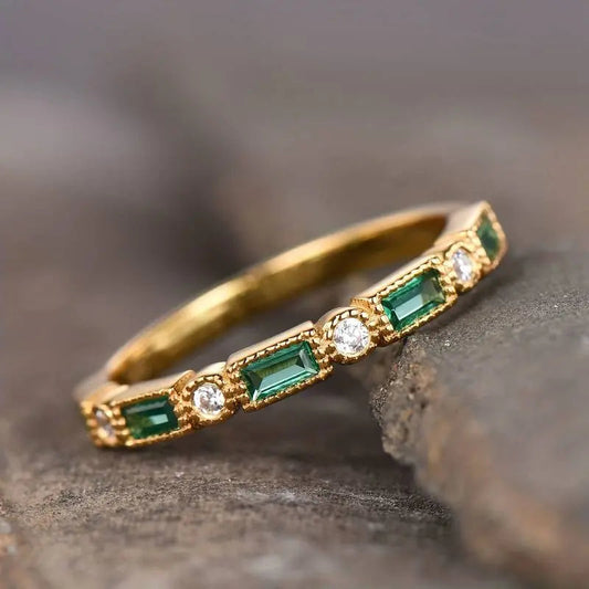 Bague en Or avec Zirconia Vert Vintage