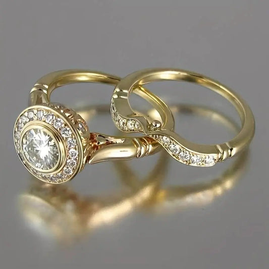 Pack de bagues vintage en or et zircon