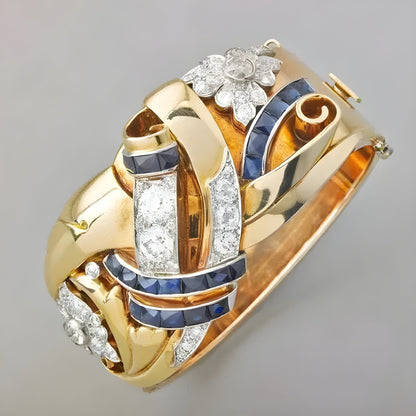 Bague Vintage Or Bleu Zirconia