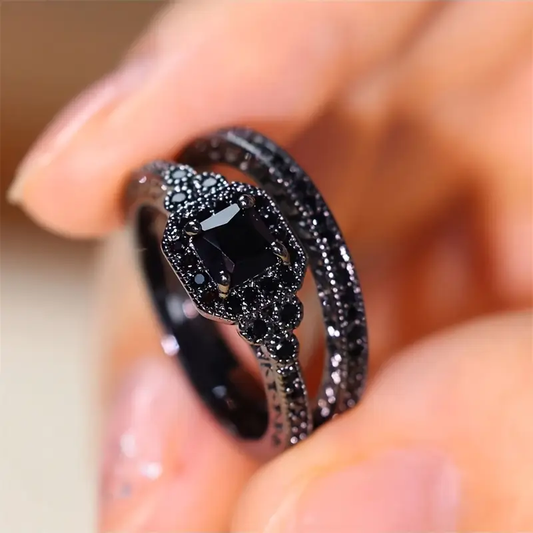 Bague Duo Retro Noire