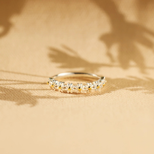 Bague Marguerite en Argent et Émaillée à la Main