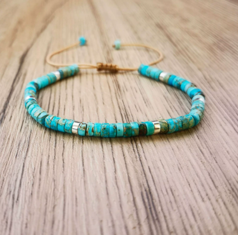 Bracelet de perles délicat intemporel en turquoise
