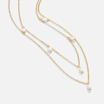 Collier superposé avec goutte de perle Kay