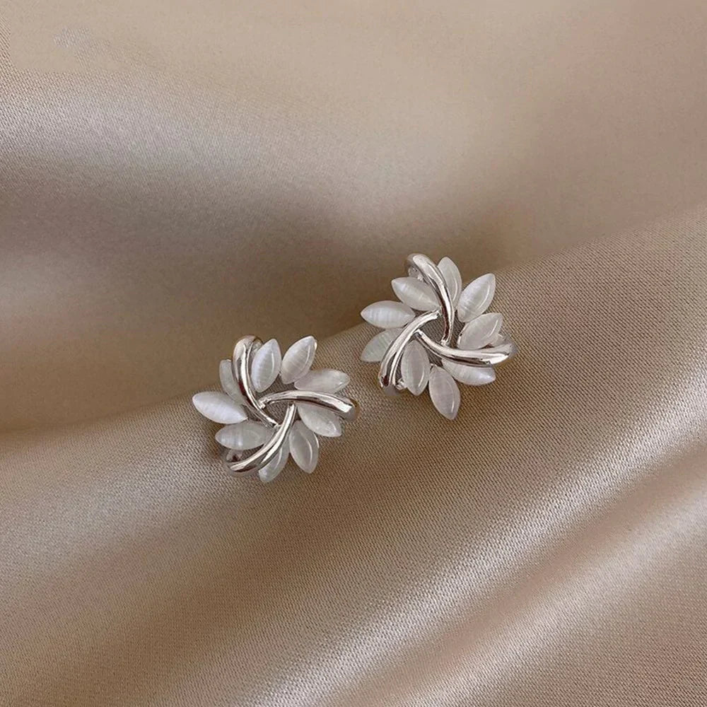 Boucles d'oreilles Ronde Opale Fleur