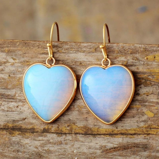 Ensemble de Bijoux en Opale Naturelle en Forme de Cœur