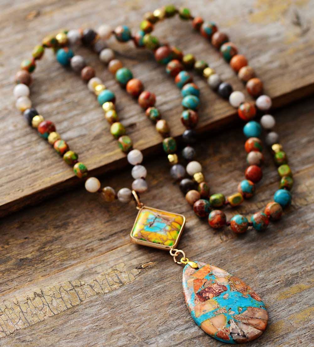 Collier Spirituel en Jaspe Intense