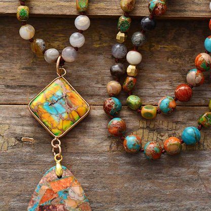 Collier Spirituel en Jaspe Intense